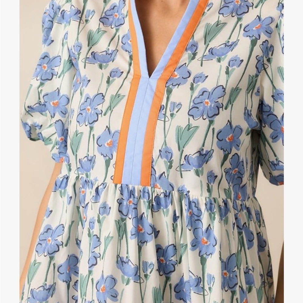 Red Dress Boutique Floral Mini Dress - Blue and Orange - Picture 3 of 3